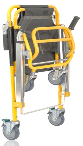 Silla de ambulancia 4 ruedas plegable - color negro y amarillo