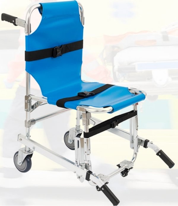 Silla de ambulancia 4 ruedas plegable - color azul