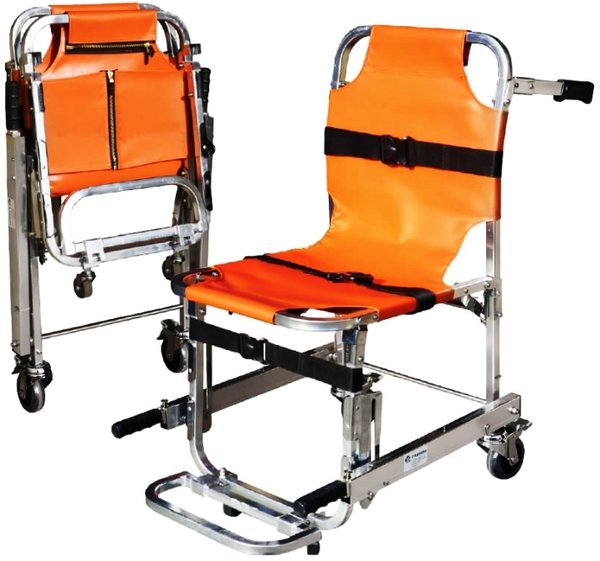 Silla de ambulancia 4 ruedas plegable - naranja - FAZZINI