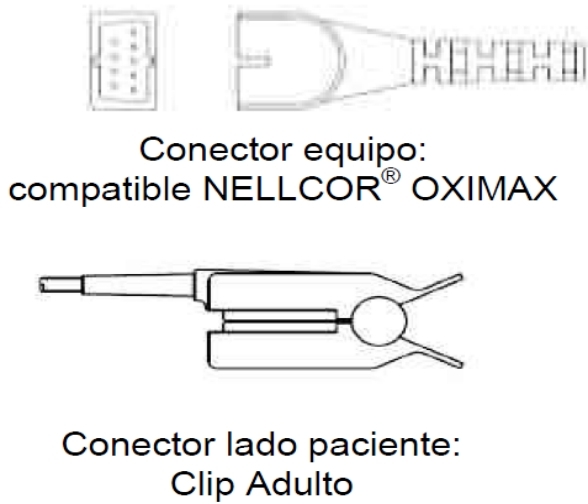 Sensor tipo pinza reutilizable para pulsioximetría compatible NELLCOR® OXIMAX