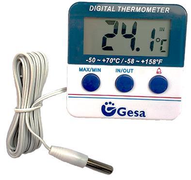 Termómetro digital de máxima y mínima para nevera con sonda externa de 3m y sensor interno